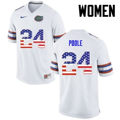 Women's Florida Gators #24 Brian Poole NCAA Nike White USA Flag Fashion Authentic Stitched College Football Jersey TSU6162BD